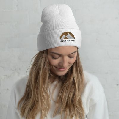 Just Climb Mountain Rock Climbing White High End Outdoor Fashion Women's Beanie