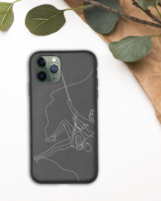 Woman Rock Climbing Minimal Line Drawing Biodegradable Custom Environmental iPhone 11 Pro Case