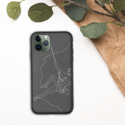 Woman Rock Climbing Minimal Line Drawing Biodegradable Custom Environmental iPhone 11 Pro Case