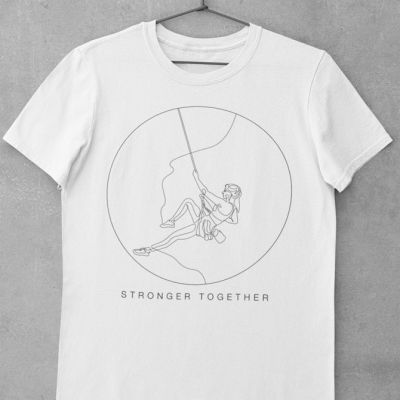 Stronger Together Womans Rock Climbing White Relax Minimal Outdoor Tshirt Apparel Design